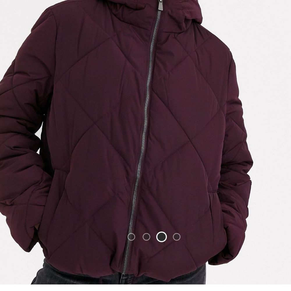 Purple Quilted Puffer Jacket with Hood